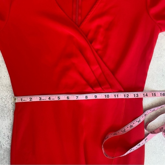 Jay Godfrey || Faux Wrap Long Sleeved Dress Red 6 - Picture 6 of 8